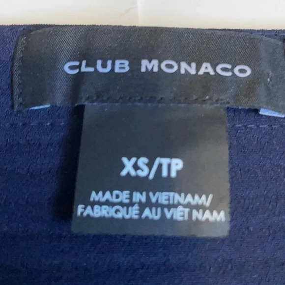 Club Monaco square neck top Navy Relaxed fit Textured Womens XS - Picture 3 of 10